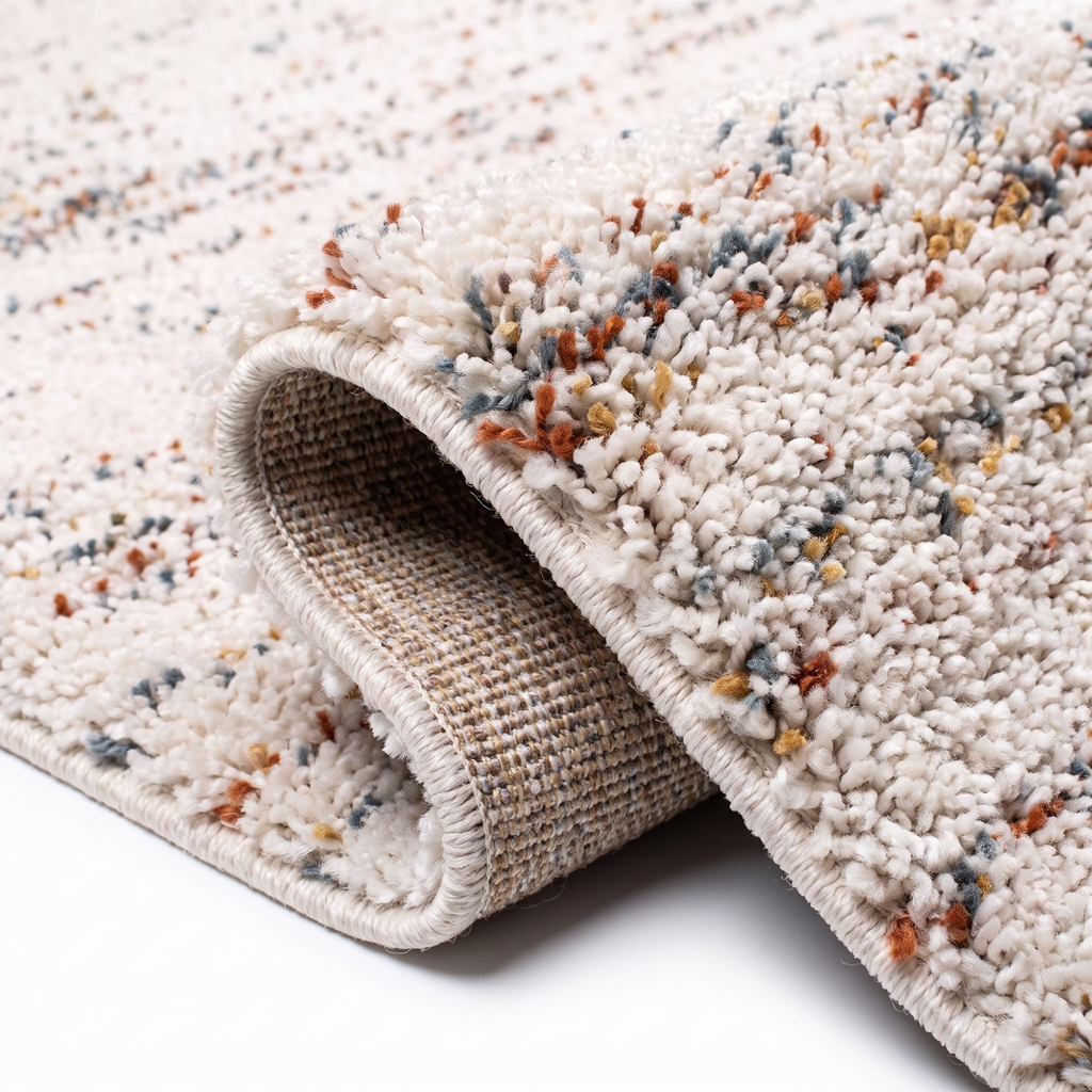 Angle et pli du tapis Ainhoa Multico/naturel - détail du tissage