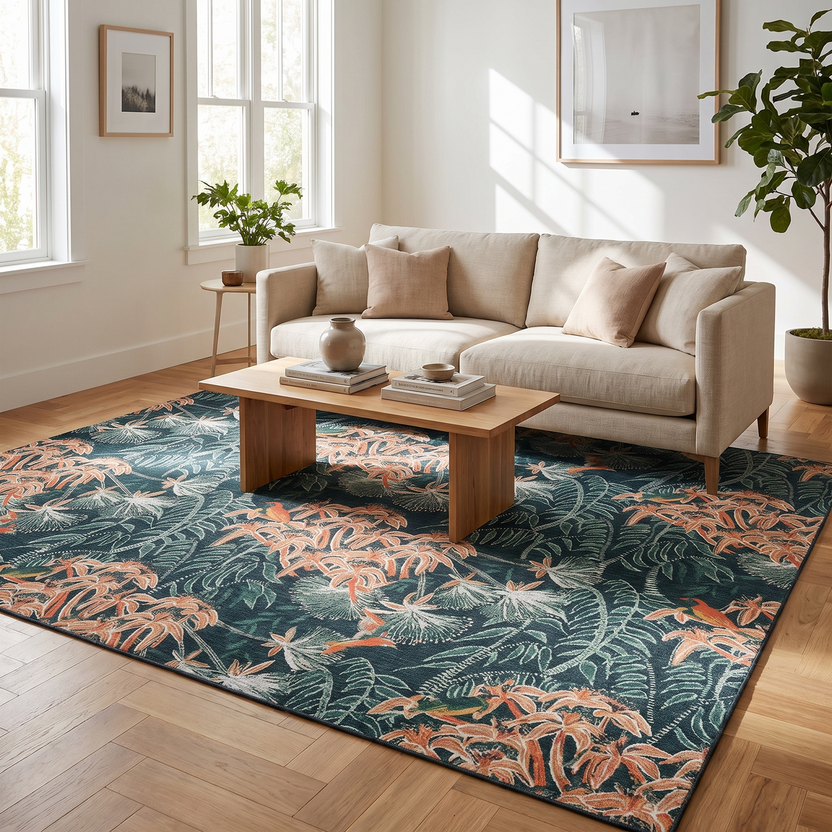 Tapis Talloires Prusse - salon vue large