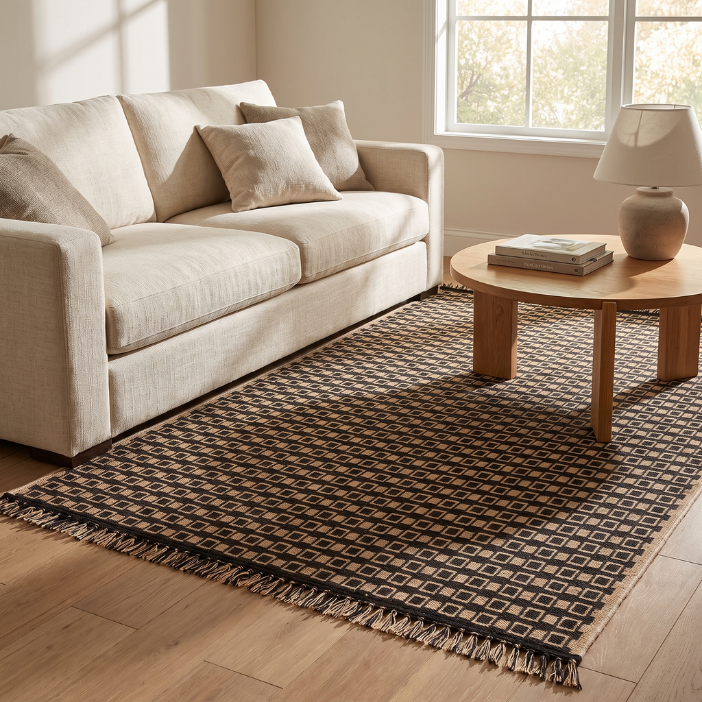 Tapis Obernai Naturel dans un salon chaleureux