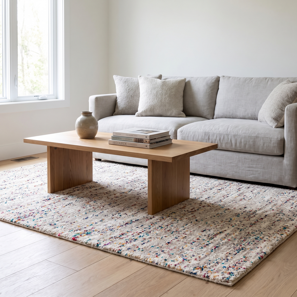 Tapis Beynac Neige dans un salon moderne