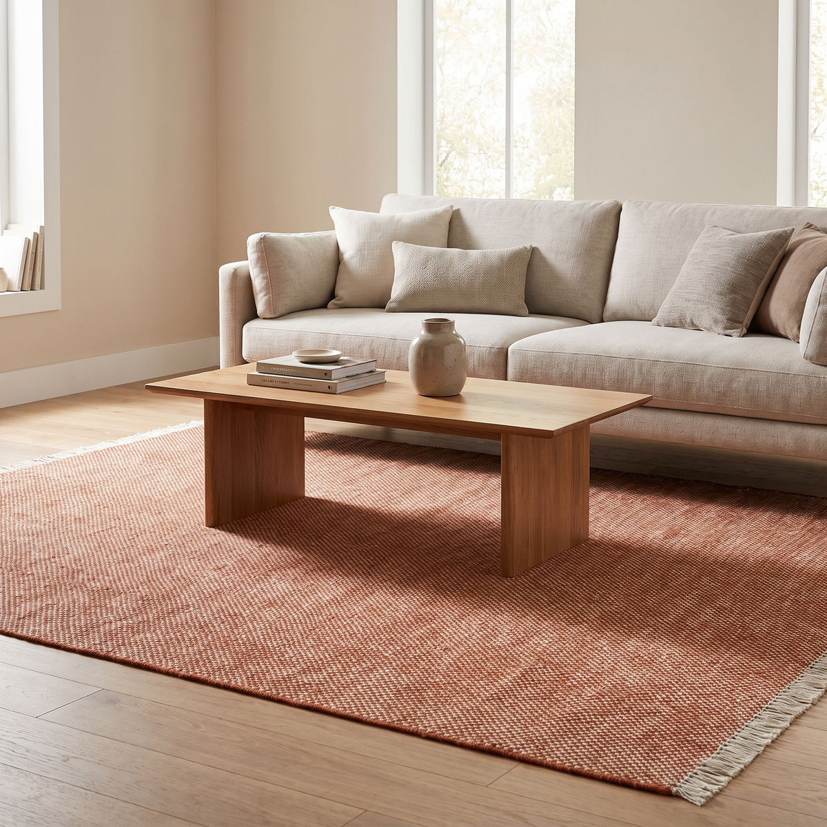 Tapis Banon Moka dans un salon chaleureux