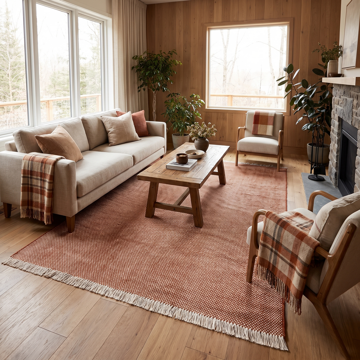 Tapis Banon Moka - salon vue large