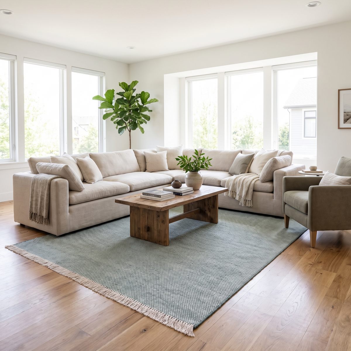 Tapis Banon Opaline - salon vue large