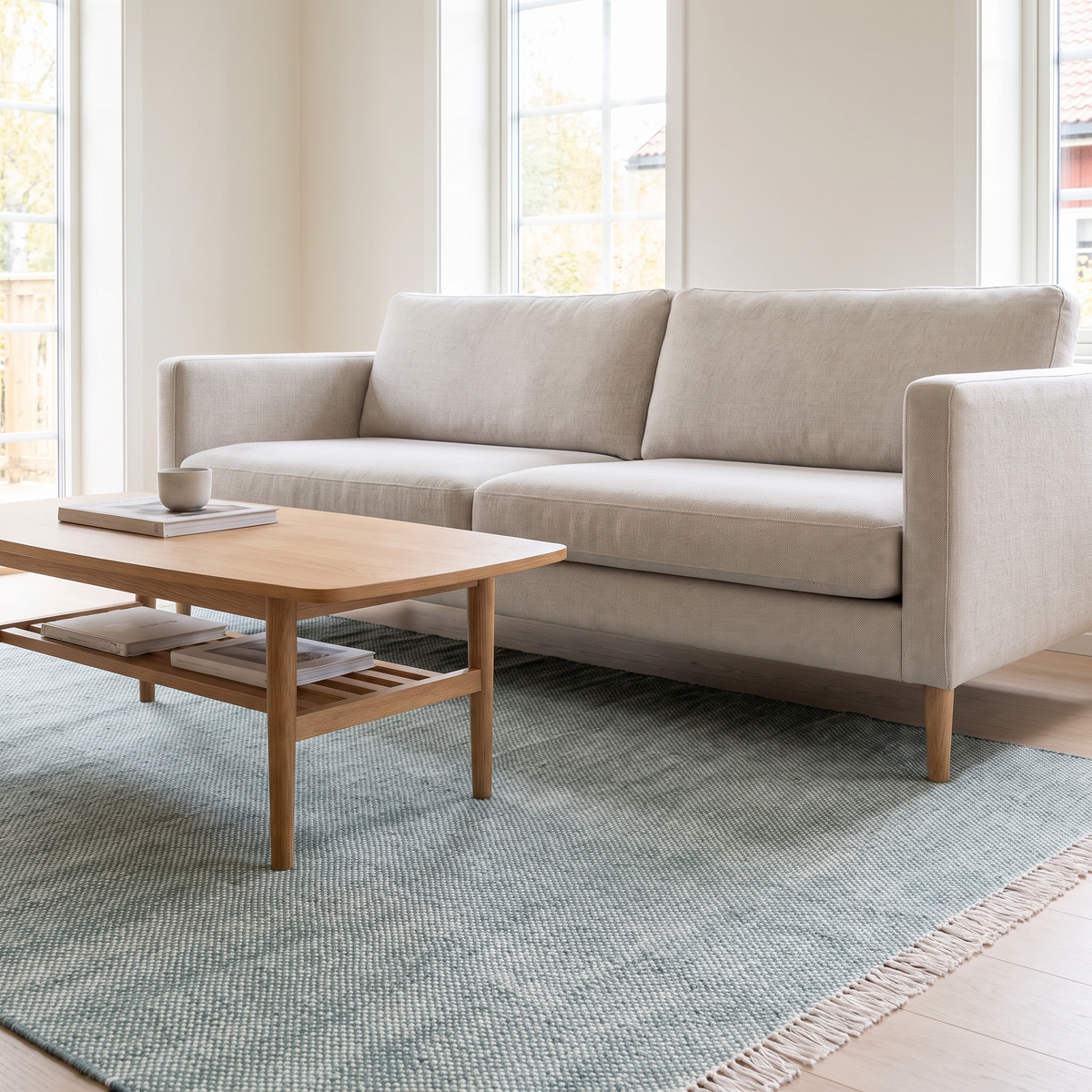 Tapis Banon Opaline dans un salon chaleureux