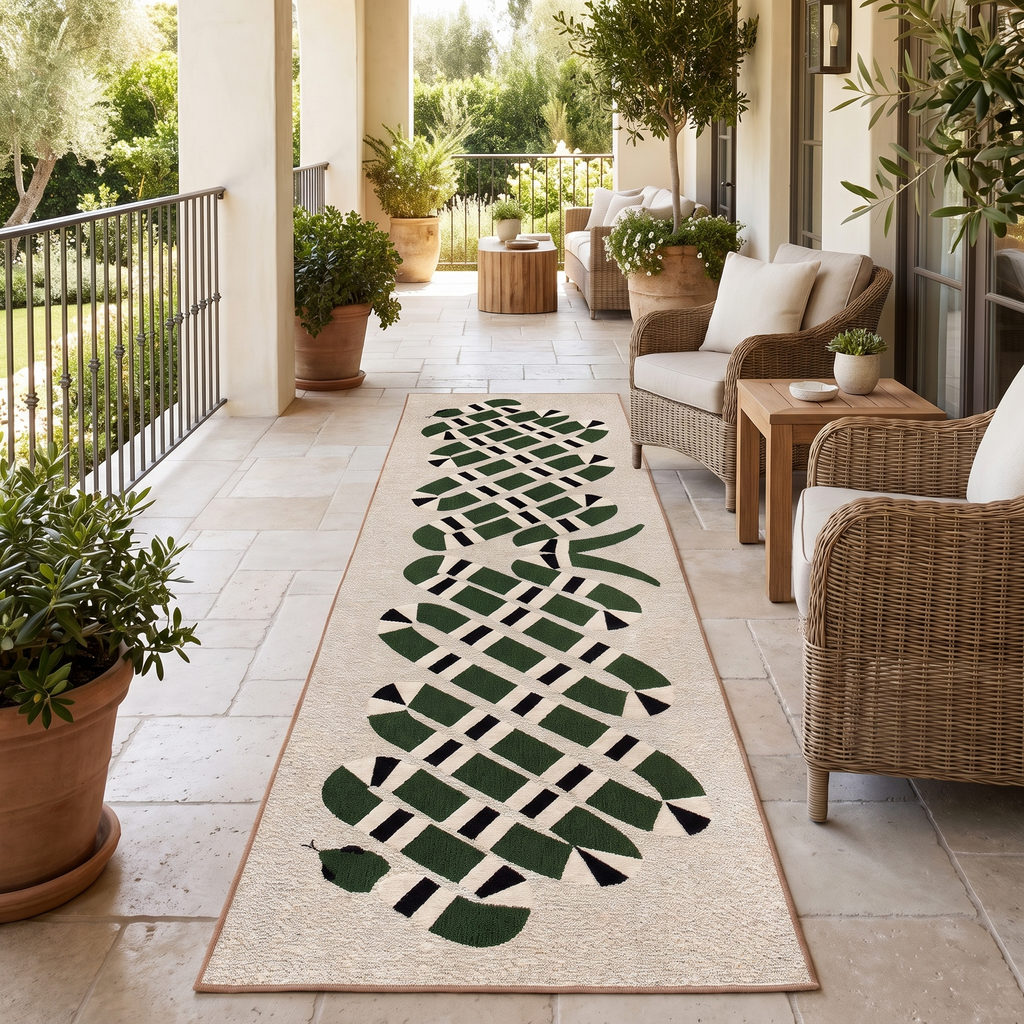 Tapis Sanary Naturel sur une terrasse