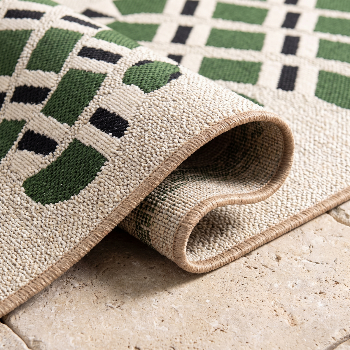 Angle et pli du tapis Sanary Naturel - détail du tissage