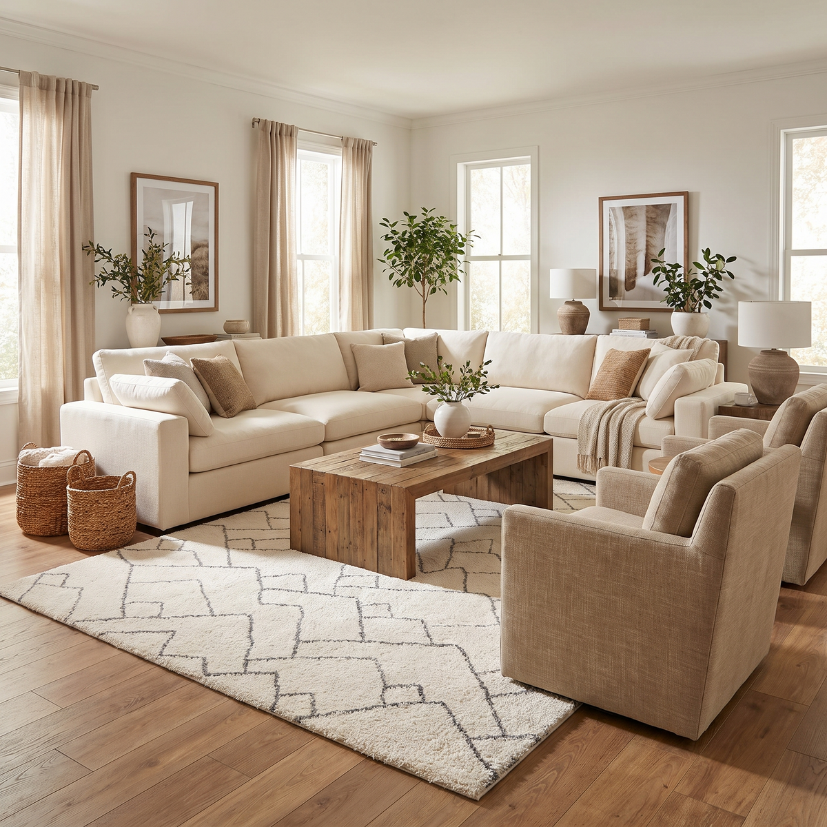 Tapis Espelette Naturel - salon vue large