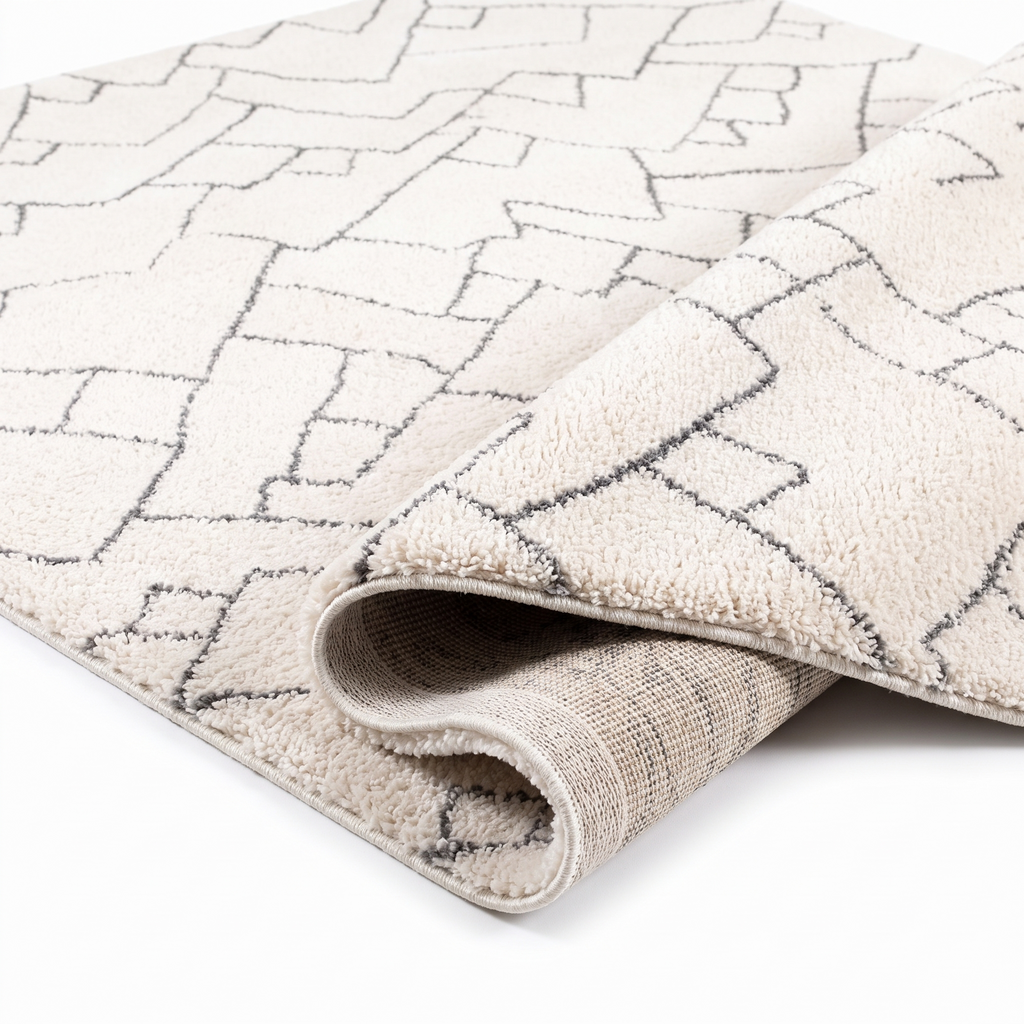 Angle et pli du tapis Espelette Naturel - détail du tissage