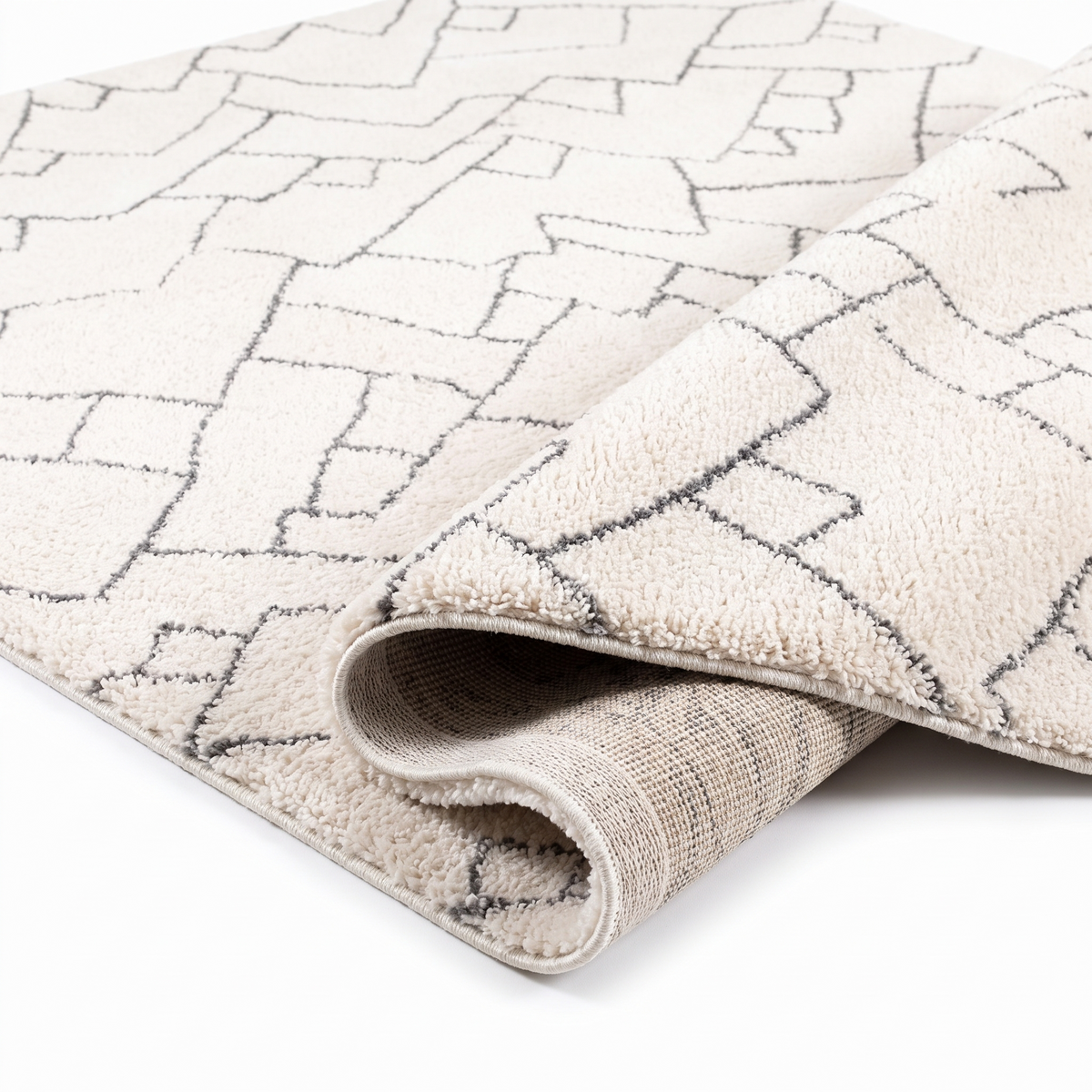 Angle et pli du tapis Espelette Naturel - détail du tissage