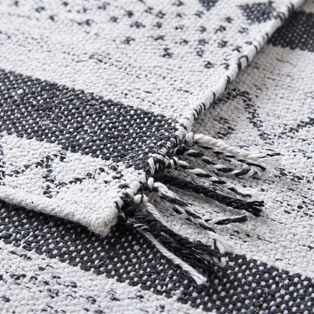 Tapis Carennac Blanc/noir zoom texture