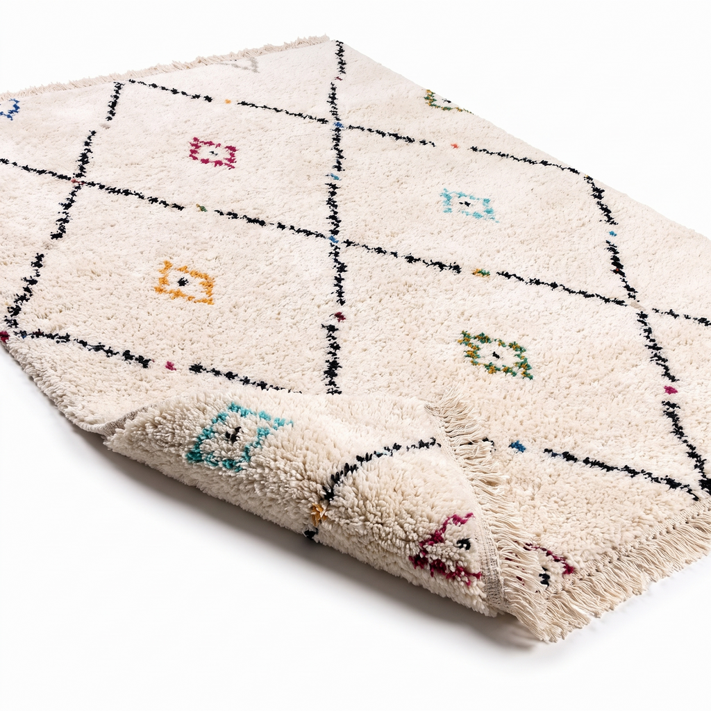 Angle et pli du tapis Chambord Multico - détail du tissage