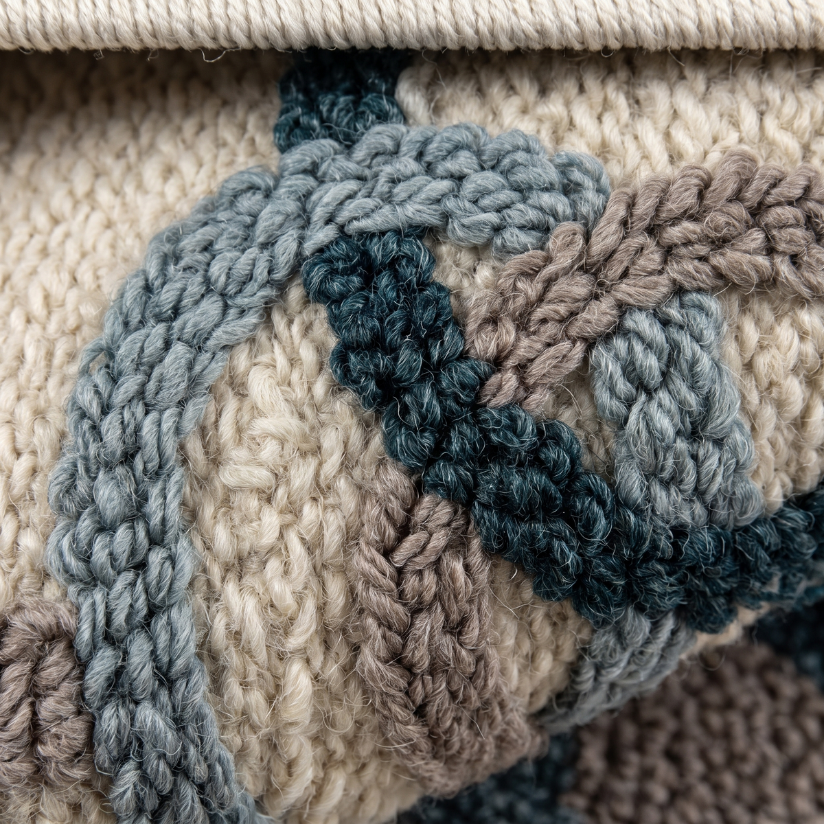 Zoom qualité du tissage du tapis Sarlat Paon