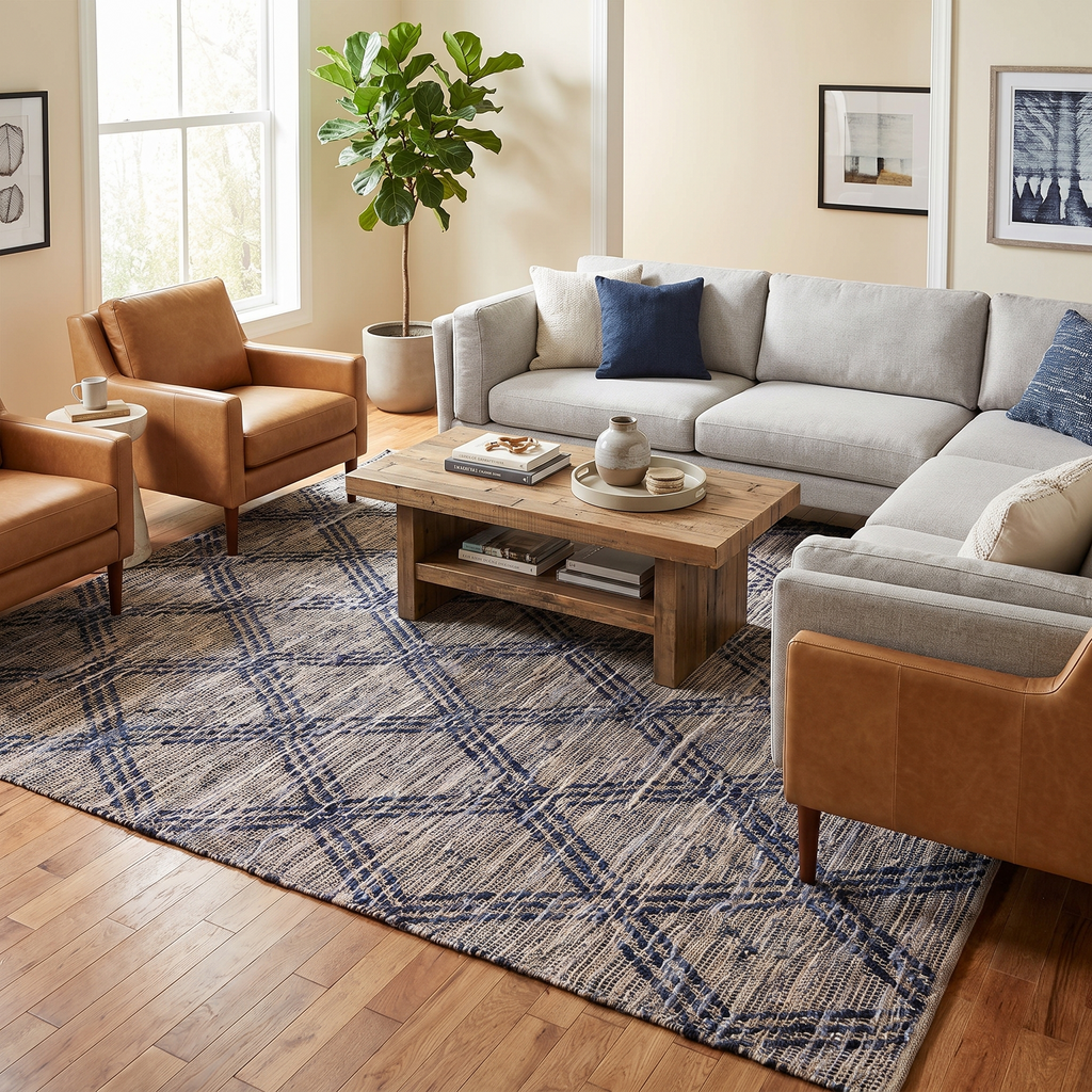 Tapis Orcival Navy - salon vue large
