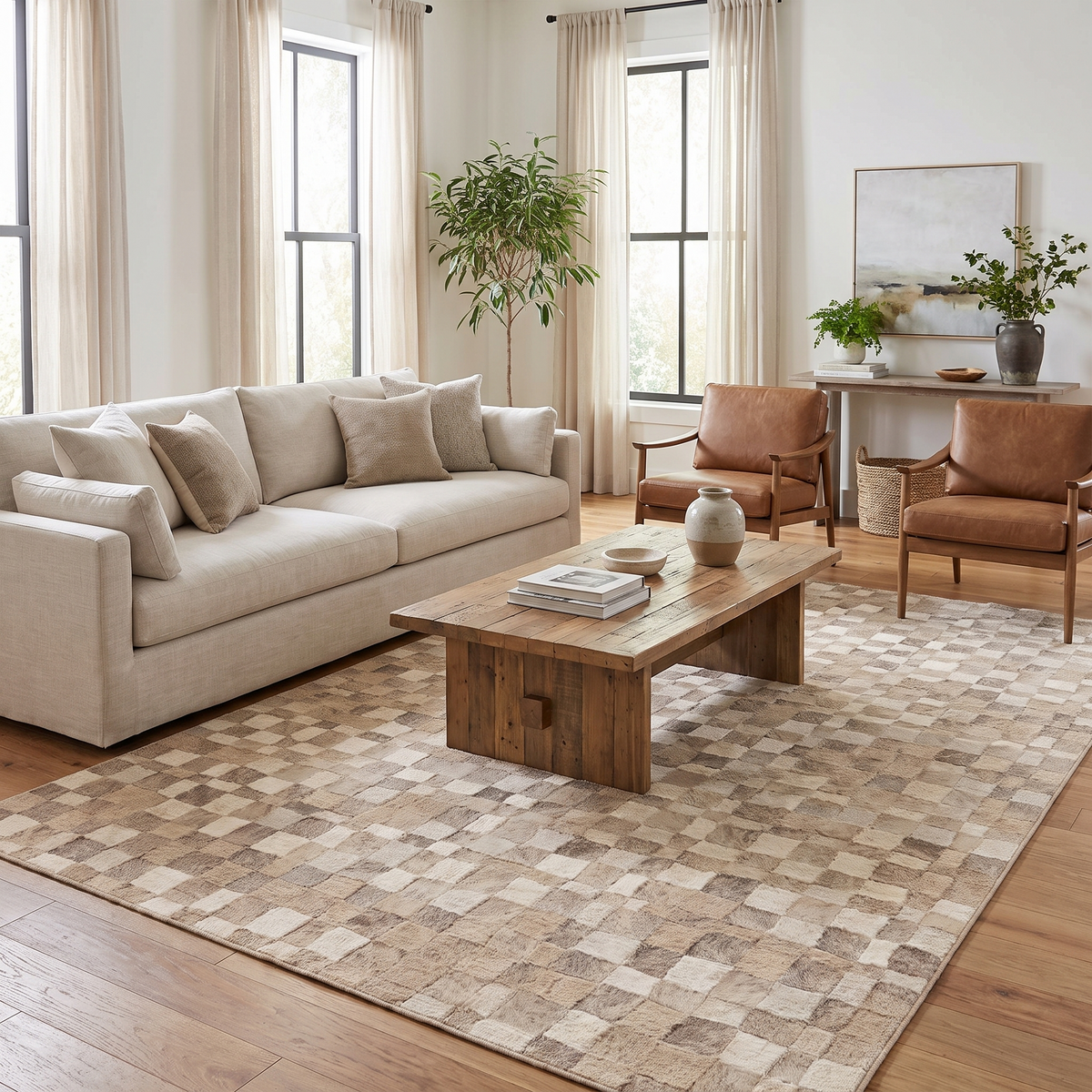 Tapis Camargue Naturel - salon vue large