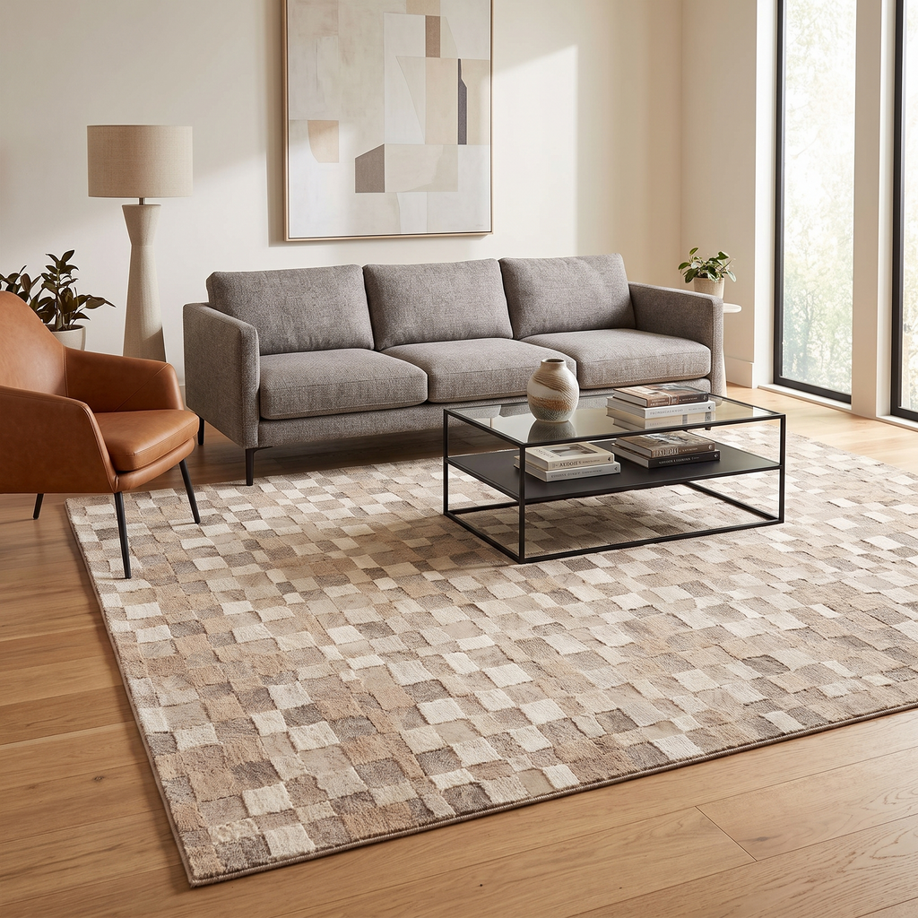 Tapis Camargue Naturel dans un salon moderne
