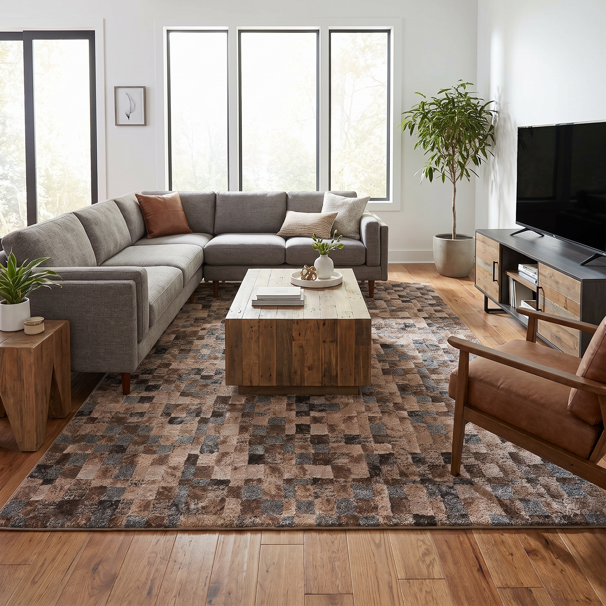 Tapis Camargue Noisette - salon vue large