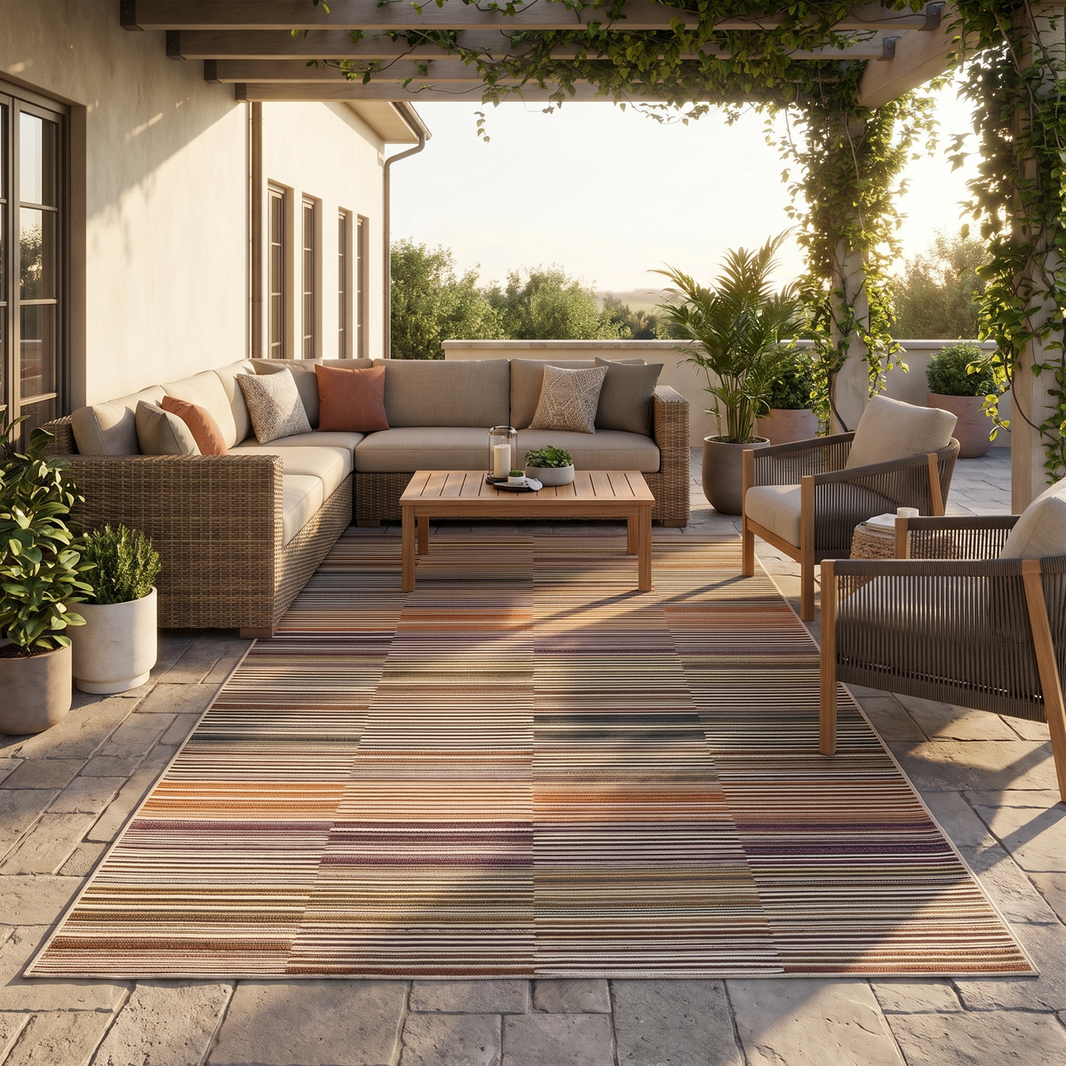 Tapis Bandol Papaye - terrasse vue large