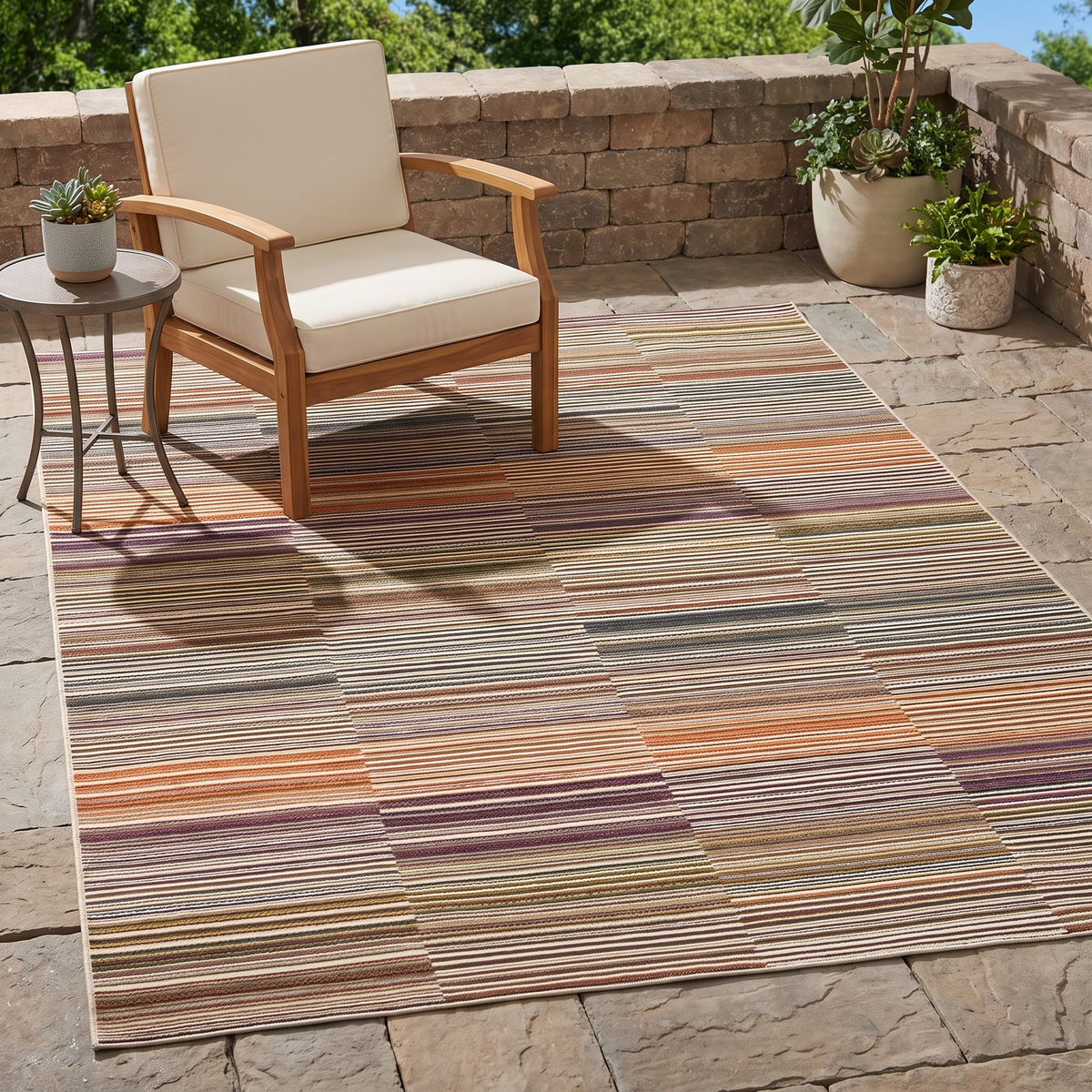 Tapis Bandol Papaye sur une terrasse