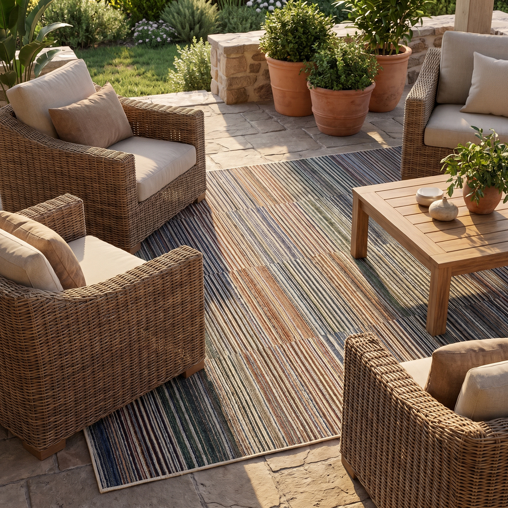 Tapis Bandol Lagon sur une terrasse