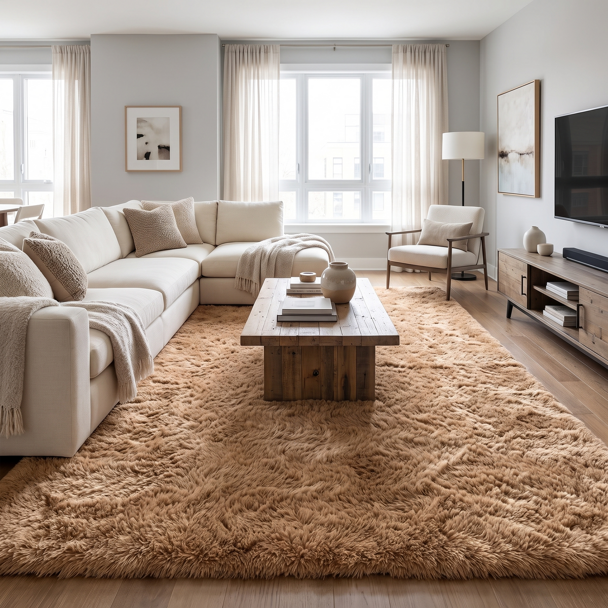 Tapis Aravis Naturel - salon vue large