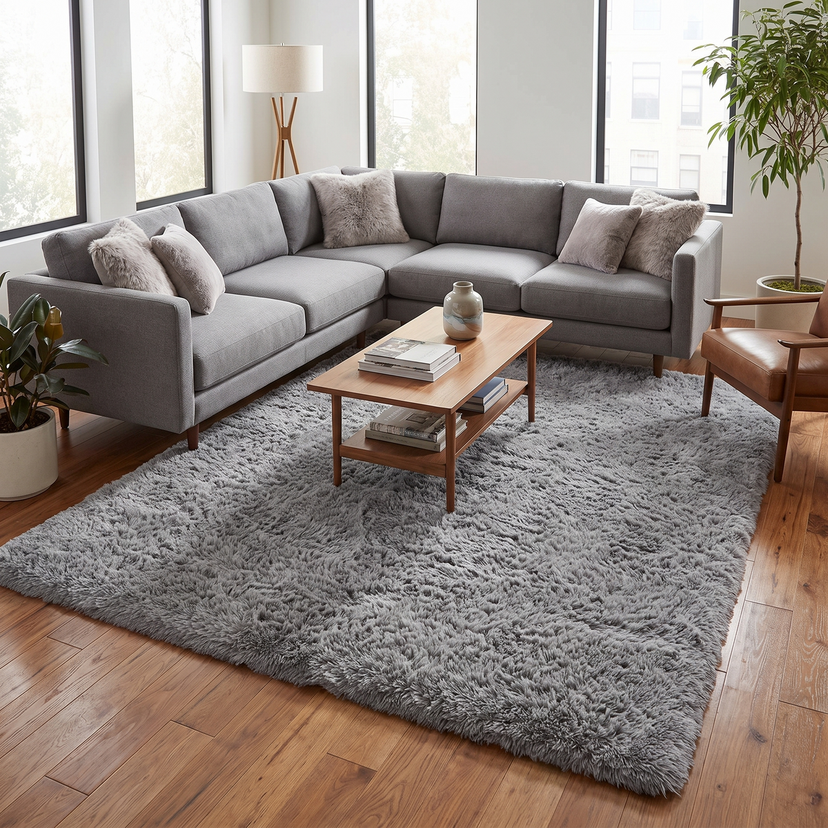 Tapis Aravis Perle - salon vue large
