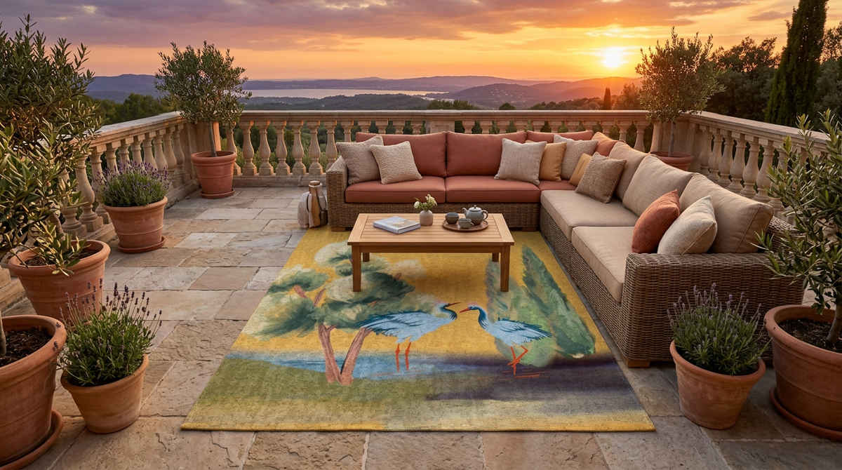 Tapis Antibes Multico sur une terrasse
