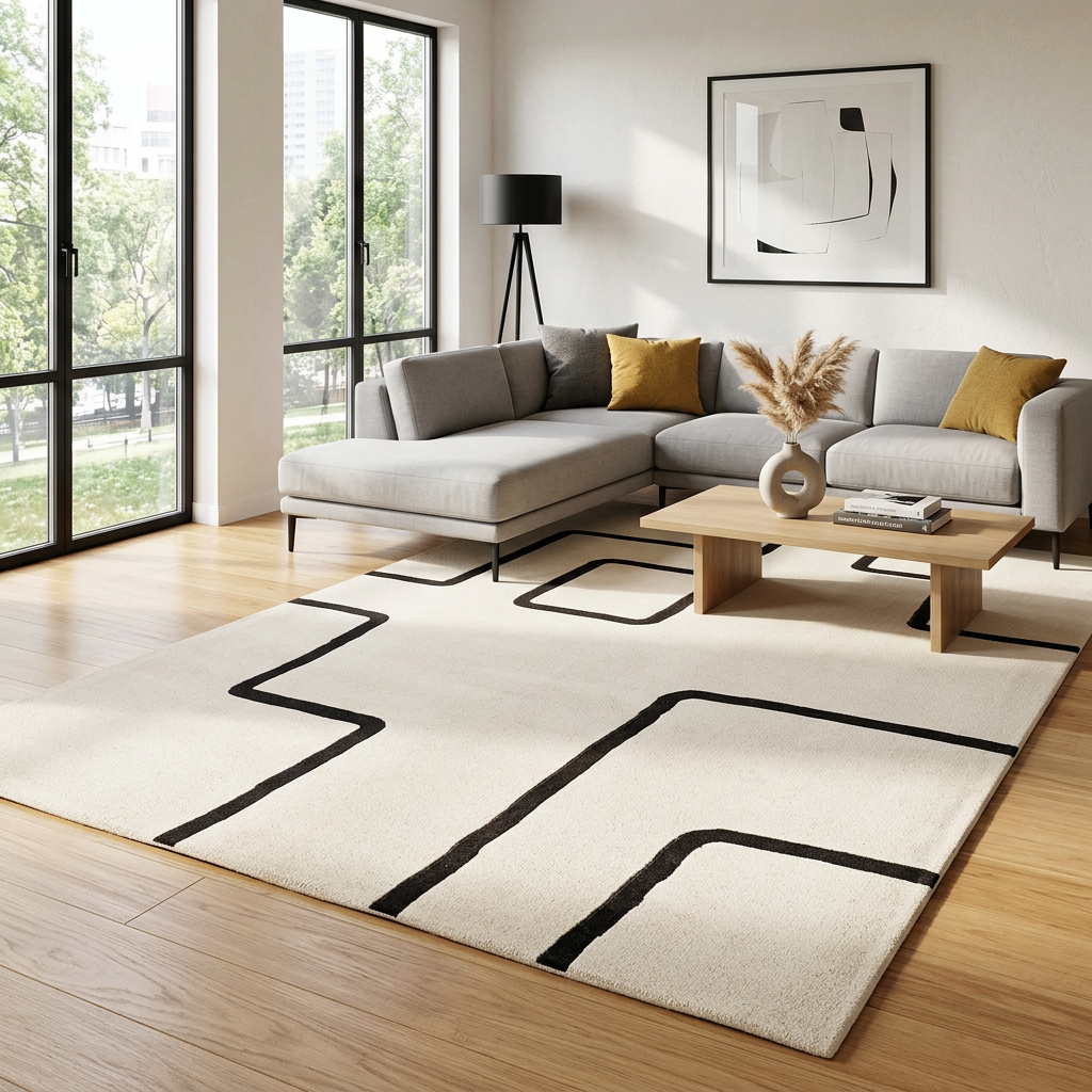 Tapis Nyons Caviar - salon vue large