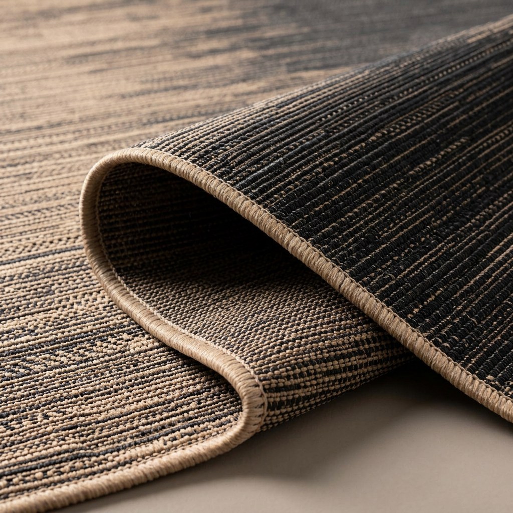 Angle et pli du tapis Gruissan Tonnerre - détail du tissage