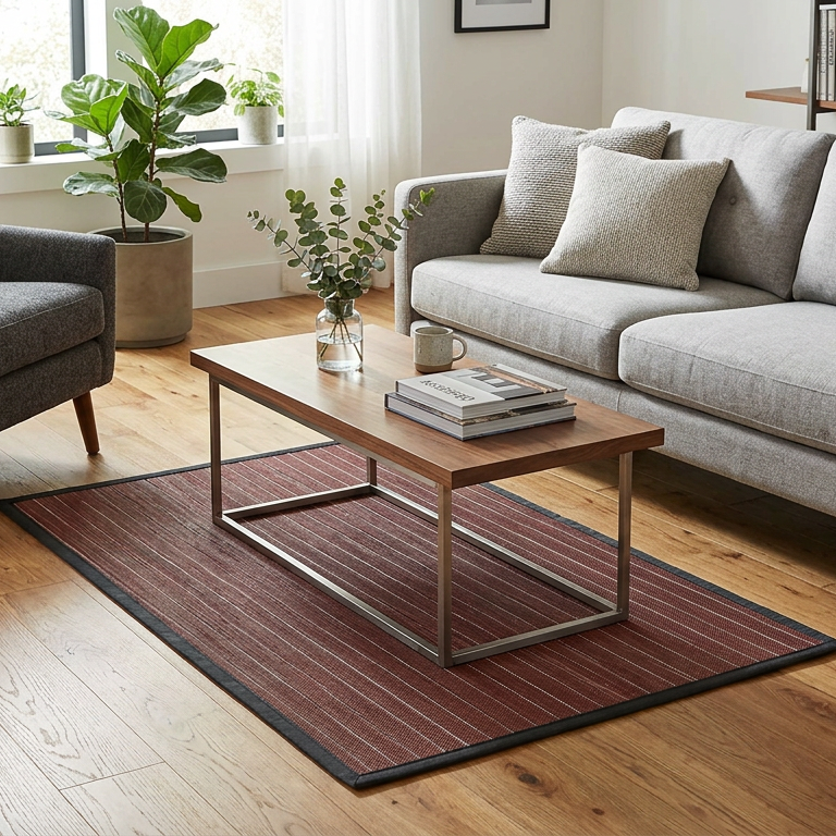 Tapis Belcastel Prune salon angle