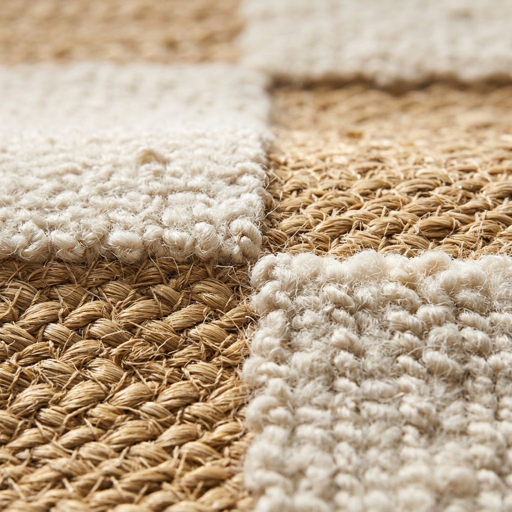 Zoom qualité du tissage du tapis Simiane Neige