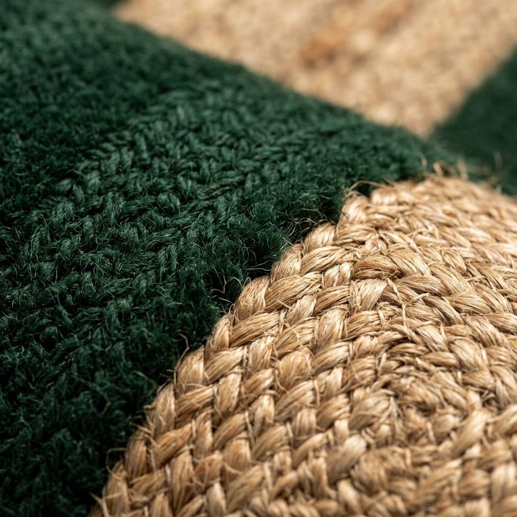 Zoom qualité du tissage du tapis Simiane Abysse