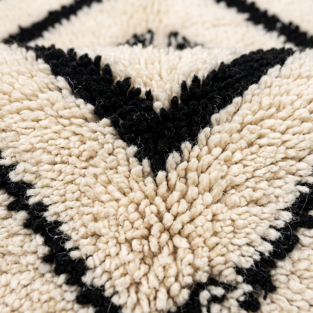 Zoom qualité du tissage du tapis Tournus Ombre