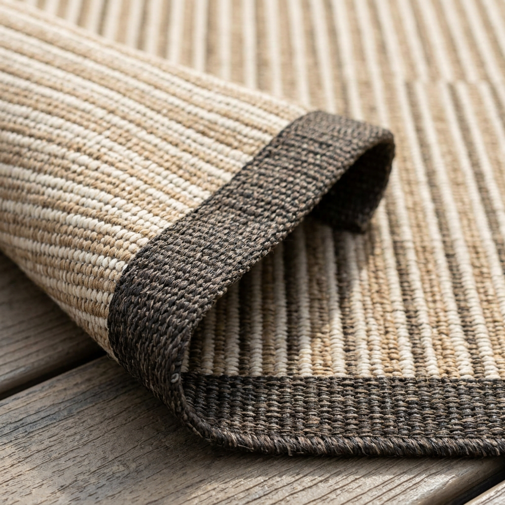 Angle et pli du tapis Menton Naturel - détail du tissage