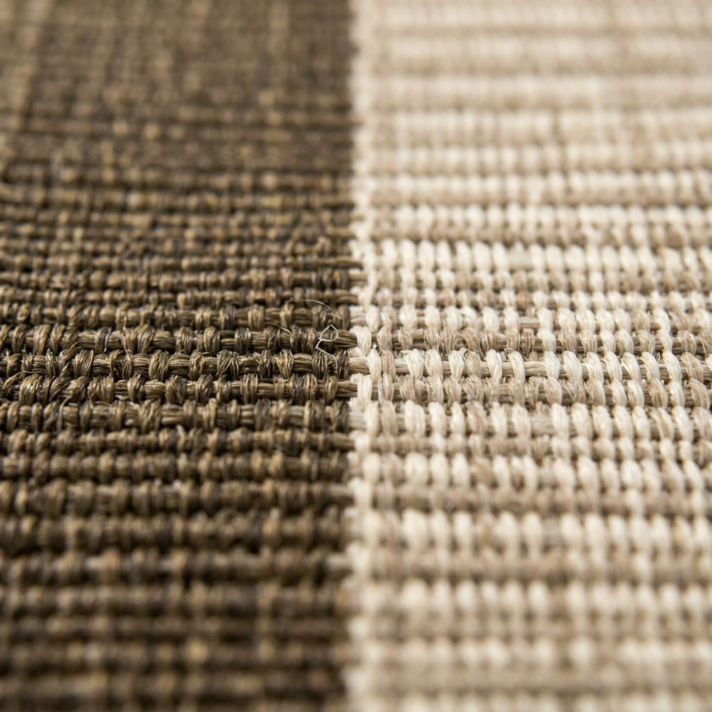 Zoom qualité du tissage du tapis Menton Naturel