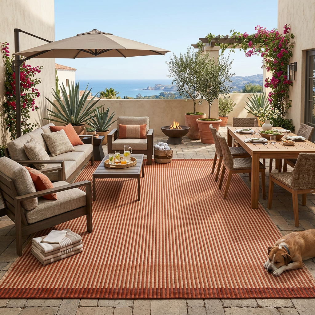 Tapis Menton Terracotta - terrasse vue large